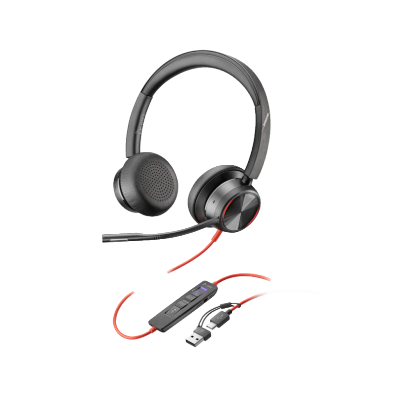 Slušalice HP Poly Blackwire 8225 Stereo/Hibrid ANC/AFence/USB-C+USB-C/A Adapter/8X223AA/crna
