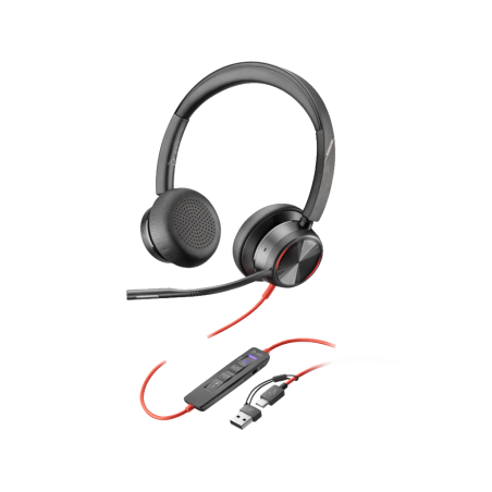 Slušalice HP Poly Blackwire 8225 Stereo/Hibrid ANC/AFence/USB-C+USB-C/A Adapter/8X223AA/crna