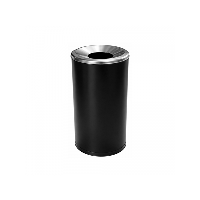 120L Black Waste Bin with Chrome Lid