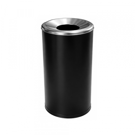 120L Black Waste Bin with Chrome Lid