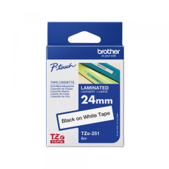 TZe-251 Black on White 24mm