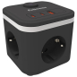 Kabl produžni s prekidačem kocka PowerCube 3utičnice+usb 1A i 2C/2m Ampra Fellowes 100137167 crni