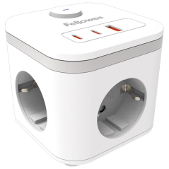 Kabl produžni s prekidačem kocka PowerCube 3utičnice+usb 1A i 2C/2m Ampra Fellowes 100137168 beli