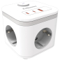 Kabl produžni s prekidačem kocka PowerCube 3utičnice+usb 1A i 2C/2m Ampra Fellowes 100137168 beli