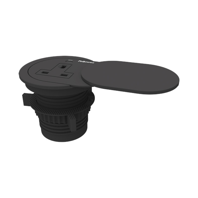 Utičnica stona PowerSpot 1utičnica+usb 1A i 1C/2m Ampra Fellowes 100137177 crni