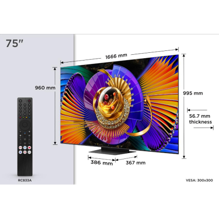 Televizor TCL 75C7L/SQD-MiniLED/75"/4K UHD/144Hz/Google TV/Bang&Olufsen/crna