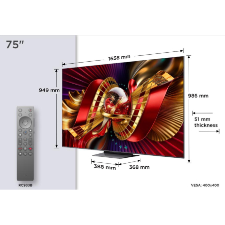 Televizor TCL 75C8L/LED/75"/4K UHD/144Hz/Google TV/crna