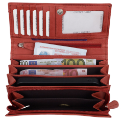 Novčanik veliki ženski kožni sa RFID zaštitom vintage 80488 18,5x11x3,5 HJP crvena