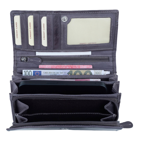 Novčanik veliki ženski kožni sa RFID zaštitom vintage 80488 18,5x11x3,5 HJP tamno plava
