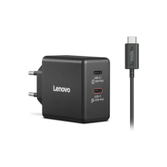 Lenovo Dual USB-C 65W GaN punjac crni