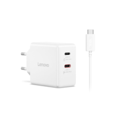 Lenovo Dual USB-C 65W GaN punjac beli