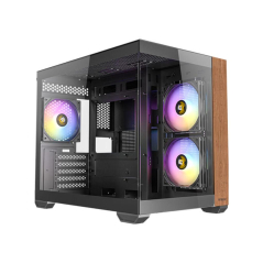 Kucište ANTEC CX600M WOOD ARGB Mini Tower/Micro-ATX/ITX/bez napajanja/kaljeno staklo/crna