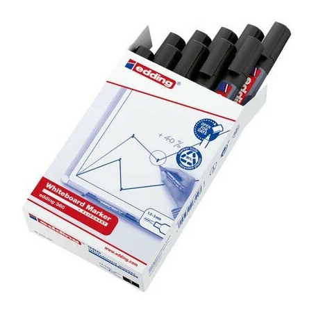 Marker za belu tablu E-360 1,5-3mm, zaobljeni, pak. sa 10 kom. Edding crna