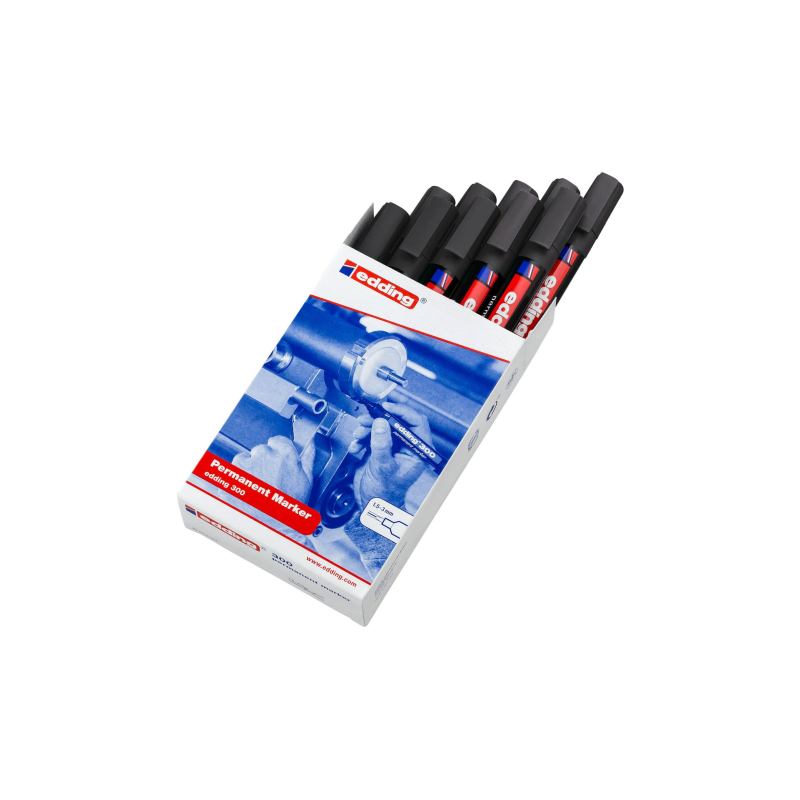 Marker permanent E-300 1,5-3mm, zaobljeni, pak. sa 10 kom. Edding crna