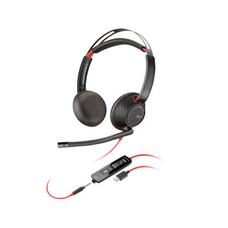 Slušalice HP Poly Blackwire 5220 Stereo USB-C Headset +3.5mm Plug +USB-C/A Adapter 8X231AA/crna